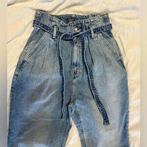 Abercrombie & Fitch Paper Bag Waist Mom Jeans with Tie - Size 27